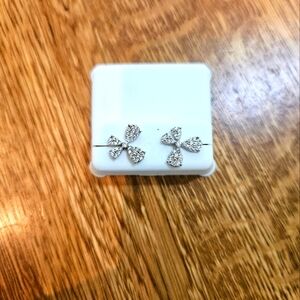 925 Silver CZ Bow Stud Earrings